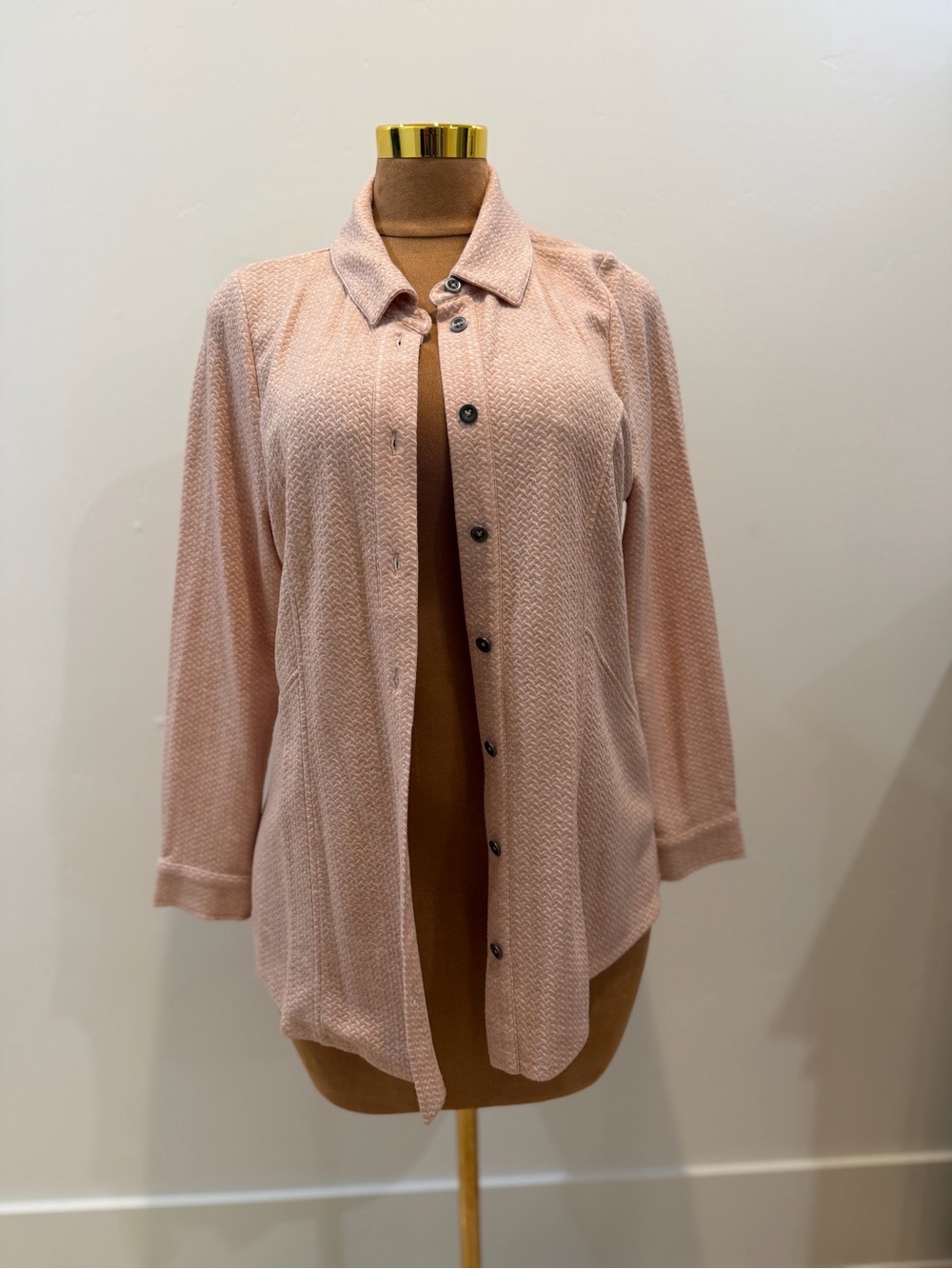 NWT Women's Soft Surroundings Pink Button-Up Textured Shirt Jacket
